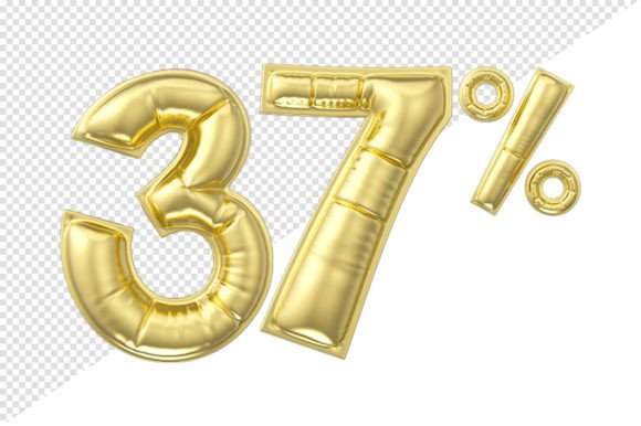 37 Percent Discount. Gold Glossy Balloon: Elevating Your Digital Designs with Premium 3D Assets