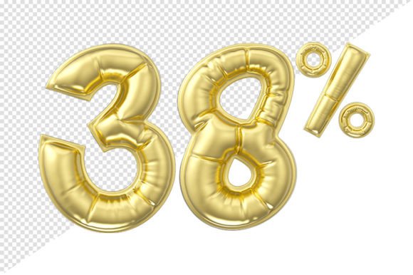38 Percent Discount. Gold Glossy Balloon: Elevating Your Digital Design Projects