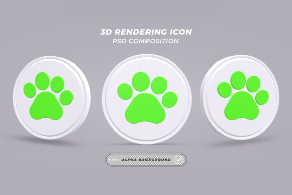 3D Rendering Paw Icon Concept