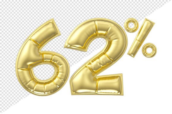 62 Percent Discount. Gold Glossy Balloon: Elevating Your Digital Designs with Premium 3D Assets