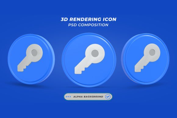 Elevate Designs with 3D Rendering Key Icons