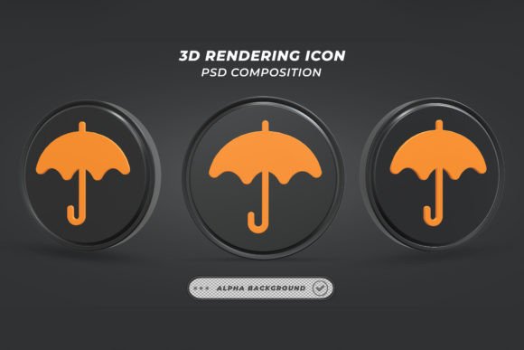 Elevating Digital Assets with High-Resolution 3D Rendering Umbrella Icon Concepts