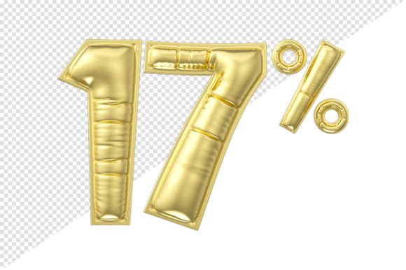 Gold Glossy Number 17 Balloon: 17% Off