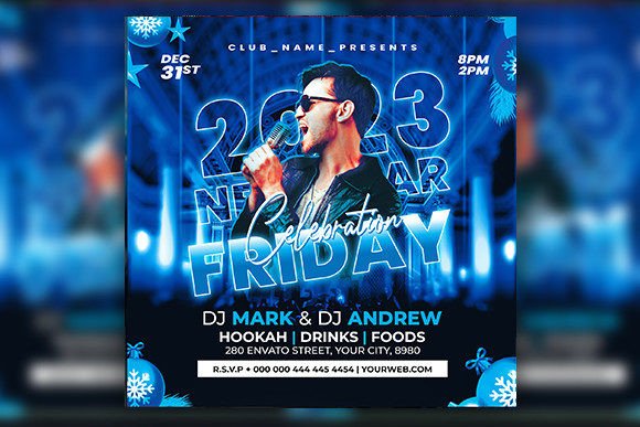 Happy New Year Flyer: Editable PSD Design